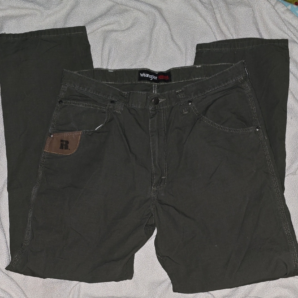 Wrangler Riggs Workwear Mens Dark Olive Pants 36 X 32